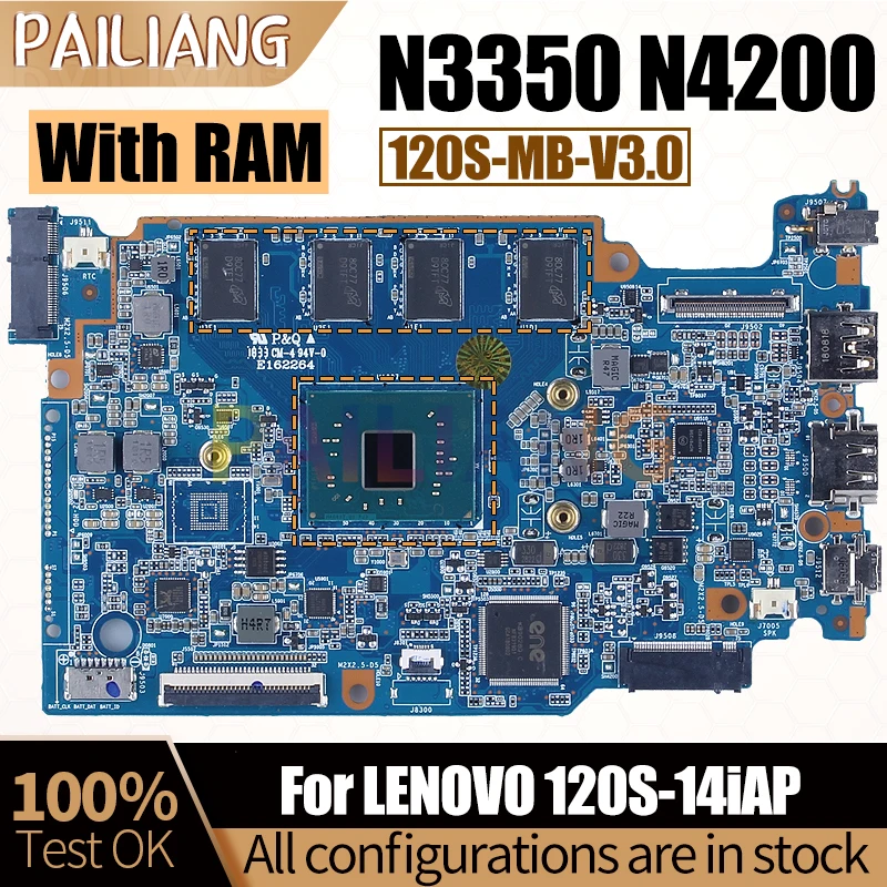 

For LENOVO 120S-14iAP Notebook Mainboard 120S-MB-V3.0 N3350 With RAM 5B20P23674 5B20P23888 Laptop Motherboard Full Tested