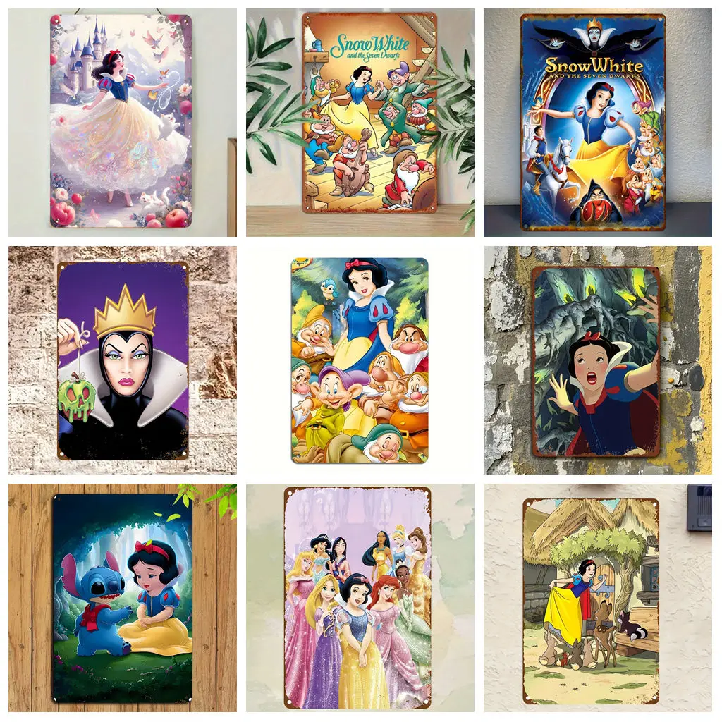 

Miniso Snow White Fairy Tale Selection Vintage Metal Tin Signs Posters Decor Retro Metal Plaque Wall Art Decor for Garage Bar