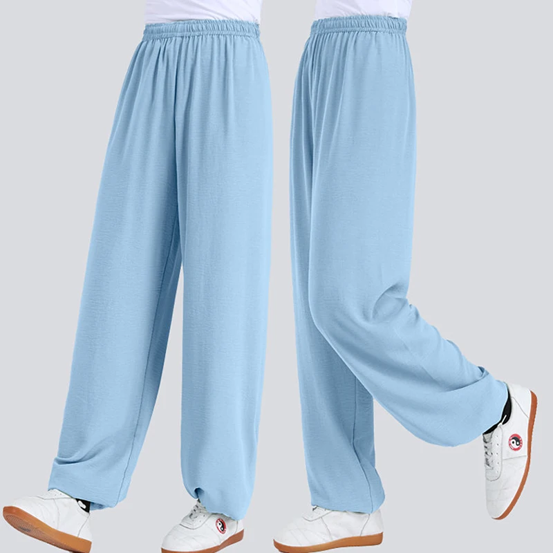Summer Thin Tai Chi Lantern Pants Breathable Martial Arts Ba Duan Jin Yoga Practice Trousers Men Women Morning Exercise