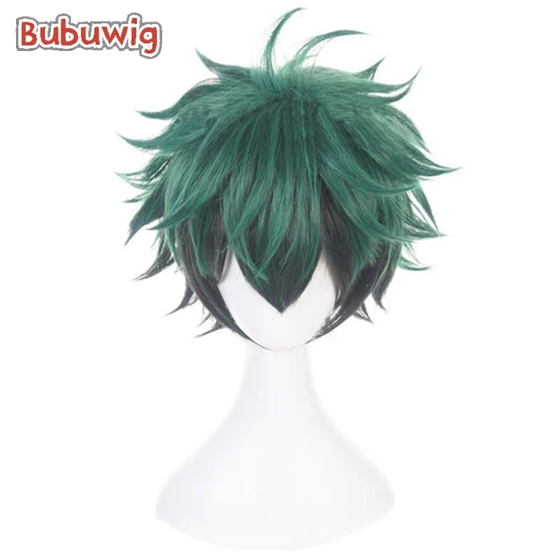 

Bubuwig Synthetic Hair Midoriya Izuku Cosplay Wigs Anime Men 30cm Short Straight Green Mixed Black Wig Heat Resistant