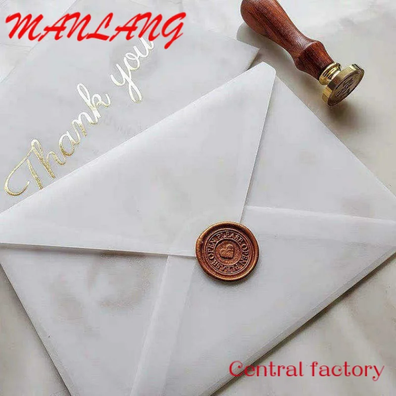 

Custom Stunning European Wedding Acrylic Card Invitations with Velvet Envelope and Wax Seal Set