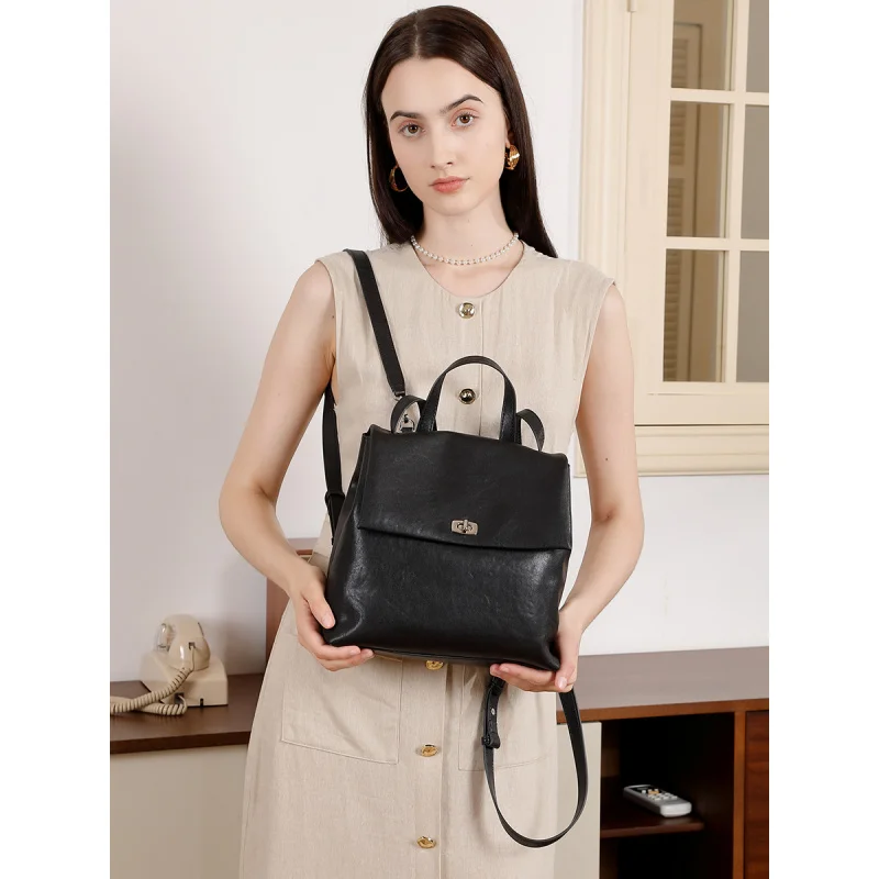 

Genuine Leather Women's Backpack designer luxury Large Capacity Fashion Versatile College Style Backpack travel high quality bag