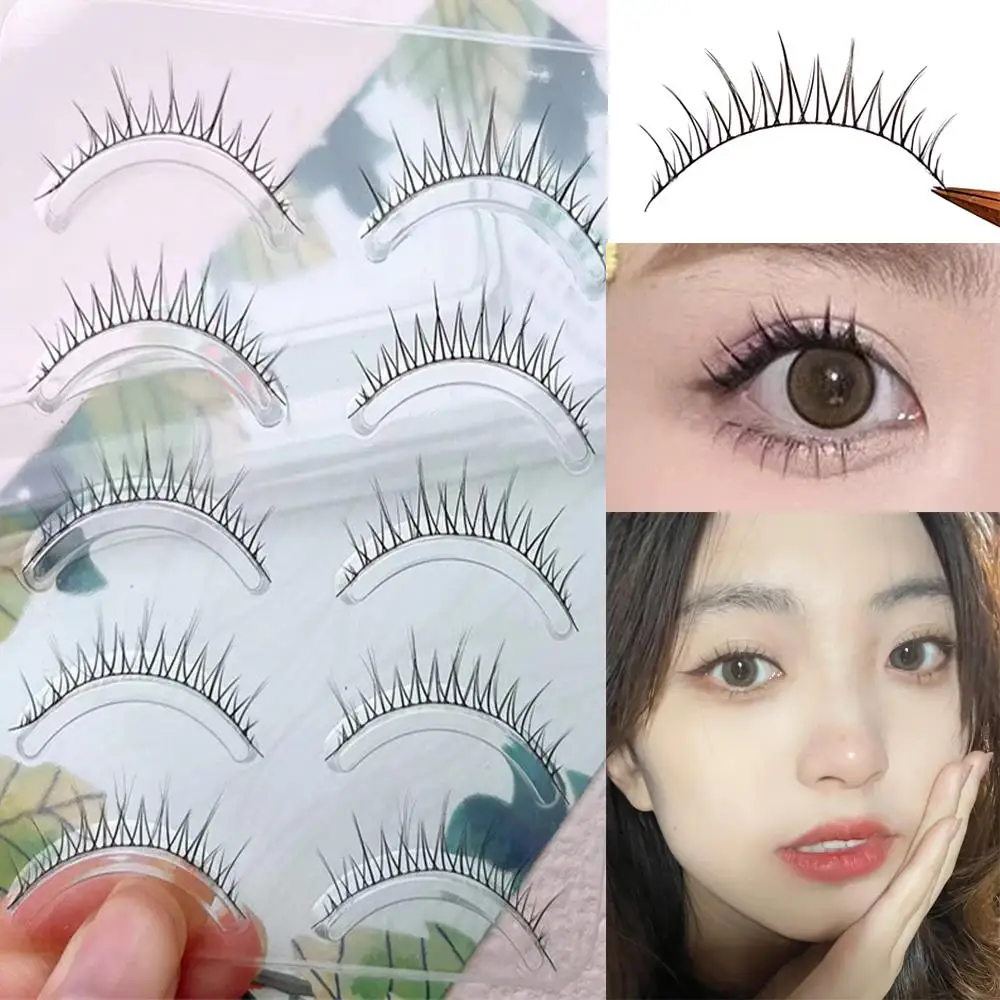 

5 Pairs Eyelashes Lash Extension Natural Daily Makeup Items Up Lower Eyelashes Sweet Under Eyelash Cross Black Stems Lash