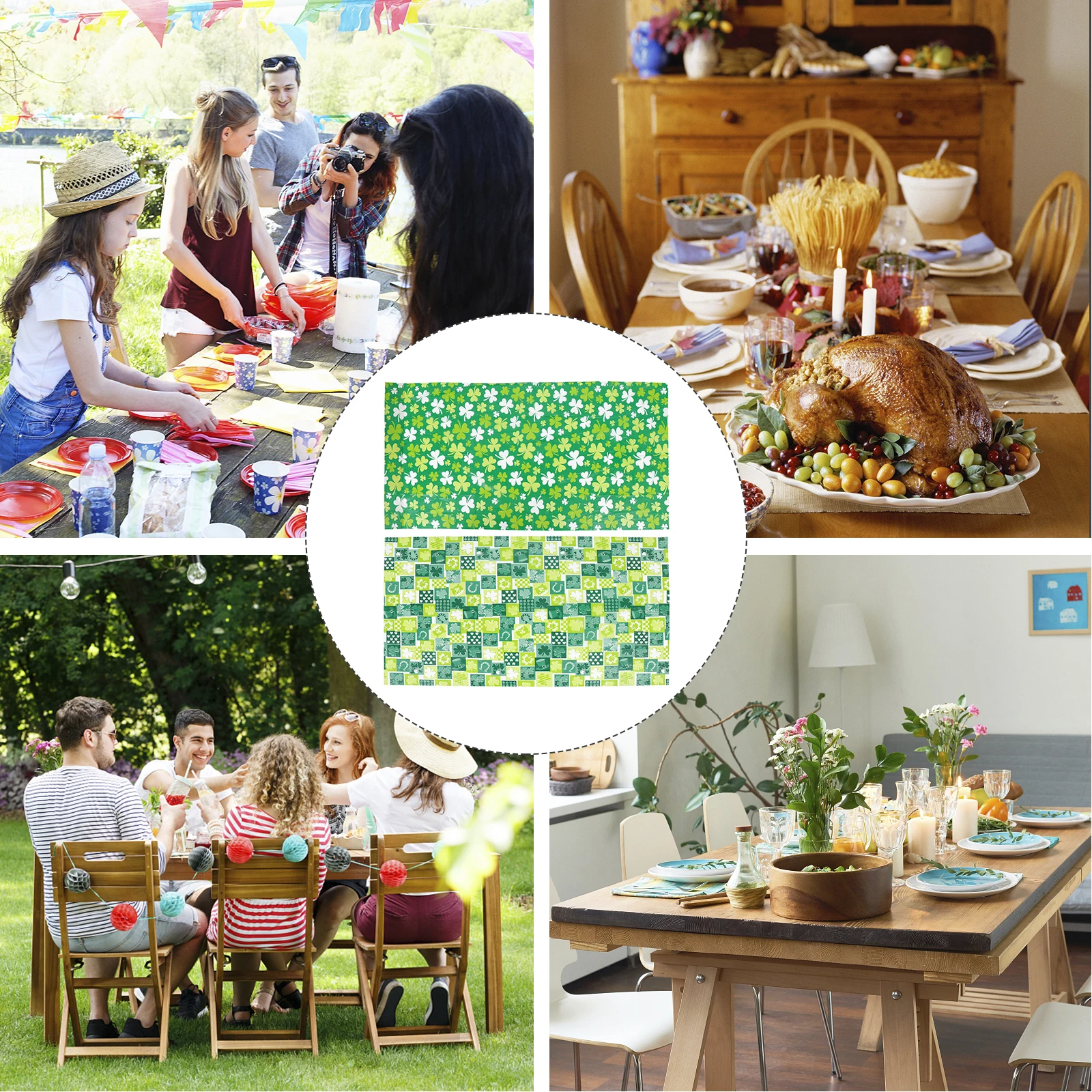 

2pcs Party St Patrick's Day Shamrock Plastic Table Cover Party Tablecloth Green Catering Cafe St Patrick'S Day Tablecloth