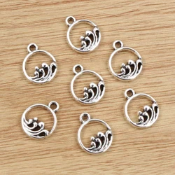 40pcs 4x11mm Antique Silver Plated Water Wave Handmade Charms Pendant DIY Jewelry Findings for Bracelet Necklace