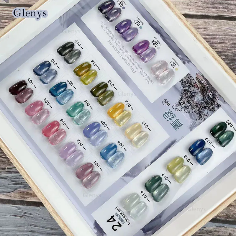 Glenys 24 color mango seaweed transparent nail polish gel set nail art design nail glue varnish learning set