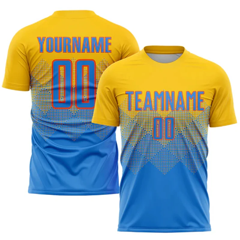 Sommer Herren Fußballtrikot mit individuellem Namen, Streetwear DIY Persönlichkeit 3D-Druck Kurzarm T-Shirt, Farbverlauf Streifen Trendiges Sport-T-Shirt
