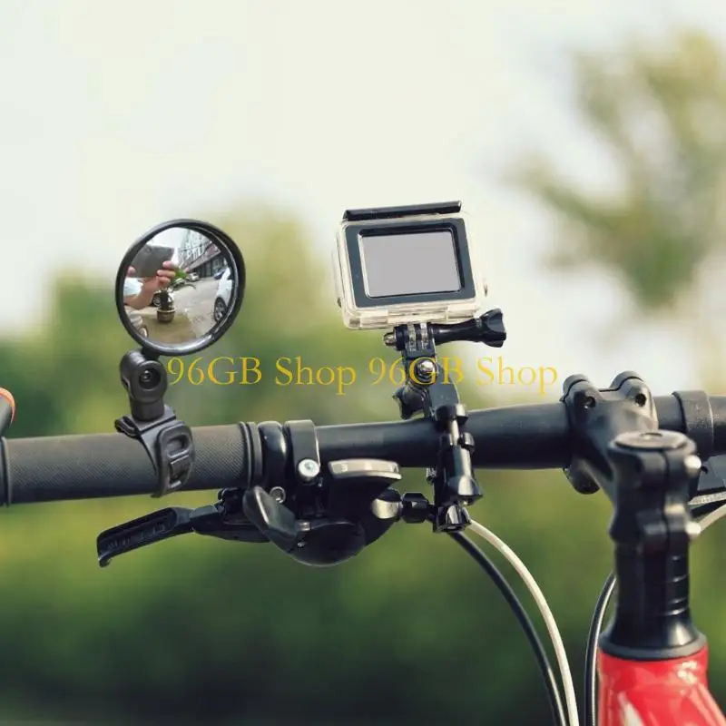

96GB Easy Install Adjustable Rear View Safety Mirror For Bike Handlebars Distortion Reduced Convex Lens Design