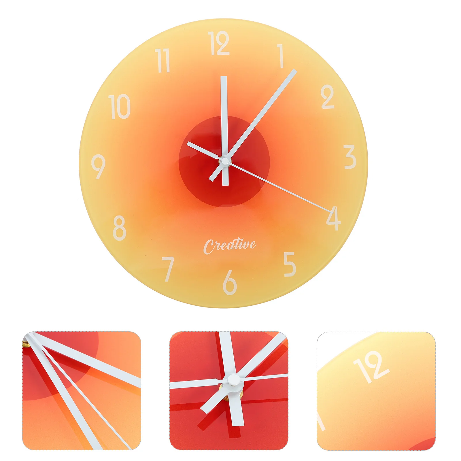 

Modern Gradient Glass Wall Clock Silent Non-Ticking Powered Hanging Clock for Home Office Hotel Living Room Bedroom
