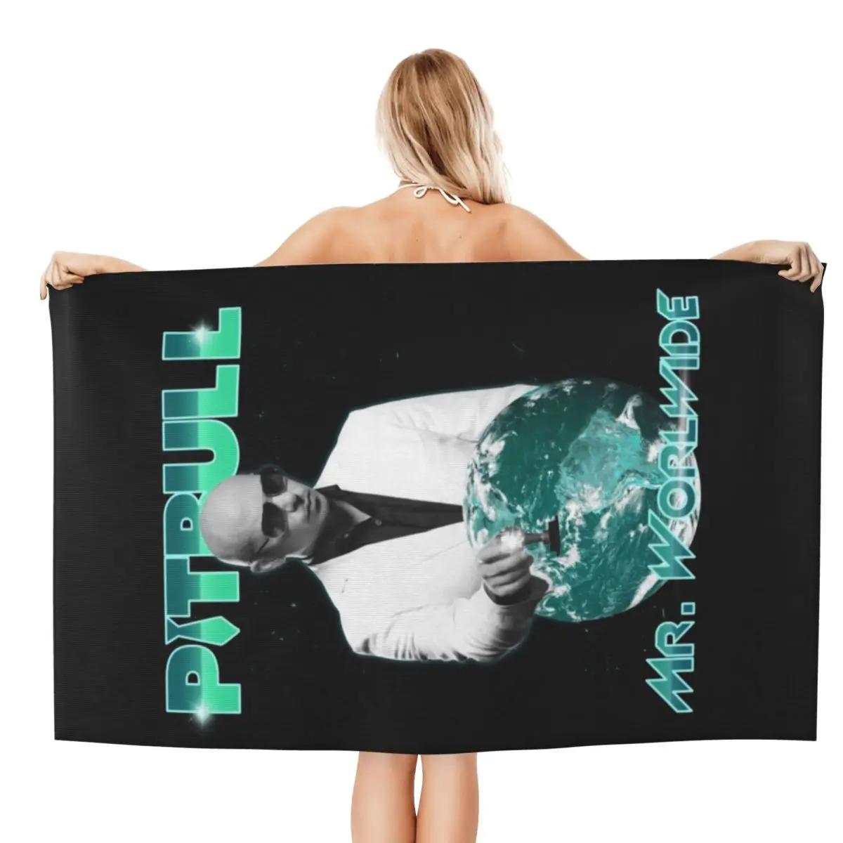 Custom Future Feel Good The Worldwide Times Bath Beach Towel Microfiber Mr. Worldwide Travelling Swimming Camping Towels