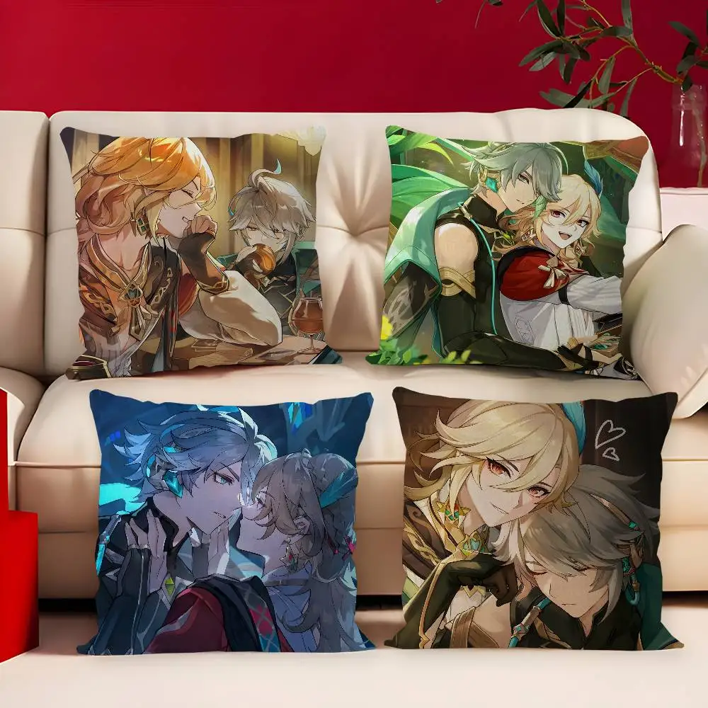Genshin Impact Kaveh Alhaitham Office Cushion Pillowcase Car Cushion Cover45X45CM Lumbar Pillowcase Sofa Pillowcover