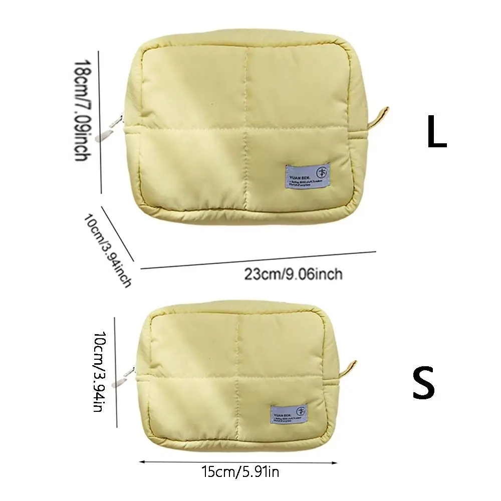 Suitcase Quilted Makeup Bag Puffer Solid Color Cosmetic Pouch Soft Square Skincare Storage Bag Sundry Organizer