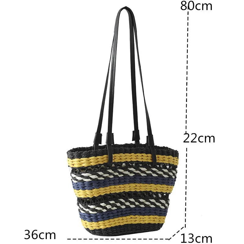 Summer Straw Shoulder Bag Women Handmade Vintage Beach Bag 2023 Raffia Rattan Woven Handbag Vacation Crossbody Bag Fashion Totes