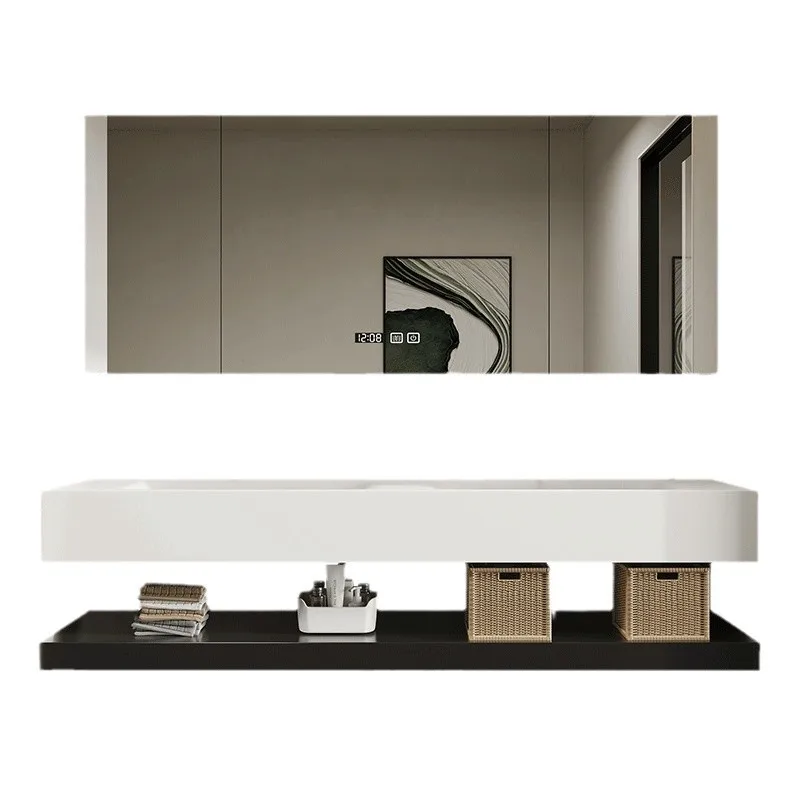 Minimalist bathroom cabinet, pure acrylic hot-pressing integrated basin, hand and face basin