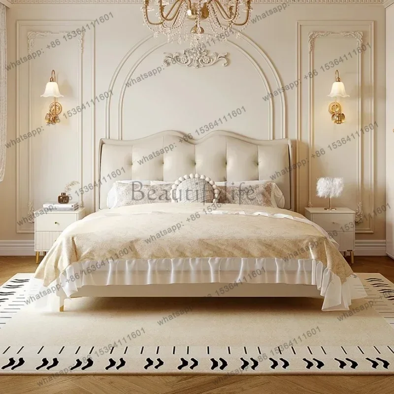 180x200cm French Light Luxury Leather Beds Wedding Double Marriage Bed Box Twin Bed With Storage Queen