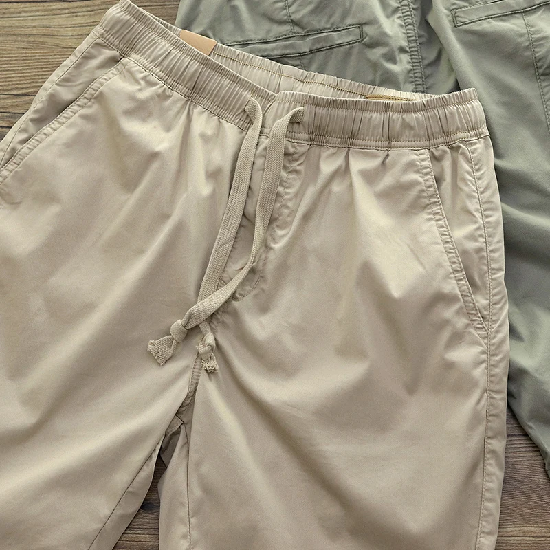 Summer Casual Men's ort Pants Thin Loose Lazy Sle Sports Elastic Waist Corduroy Five-Quarter Length Outdoor Wear