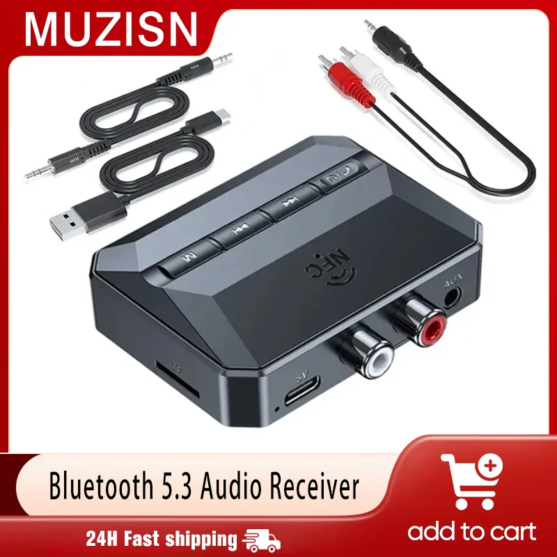 NFC Bluetooth 5.3 Audio Receiver 3.5mm AUX RCA USB TF HIFI Stereo Music Wireless Adapter With Mic For Car Kit Speaker Amplifier