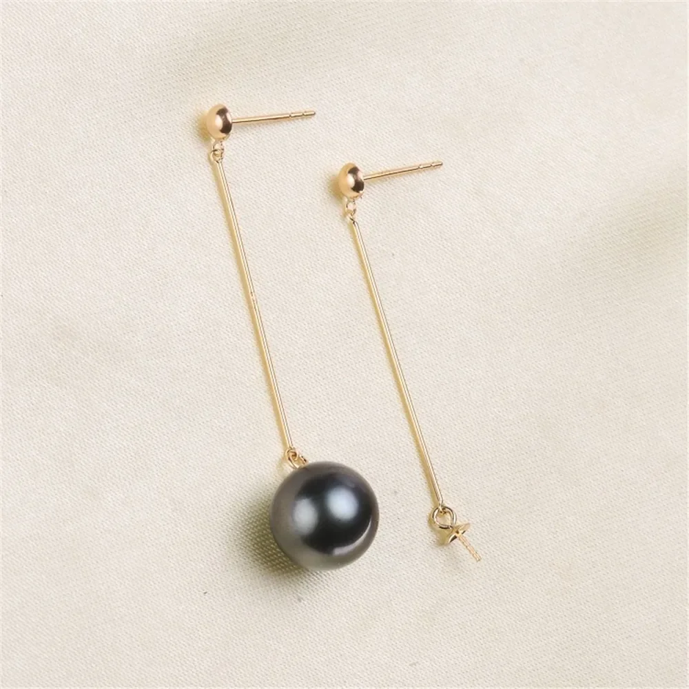 

DIY Accessory G18K Pearl Earring Empty Support Fashionable Pearl Earring Empty Support Gold Fit 8-10mm Round Beads G262