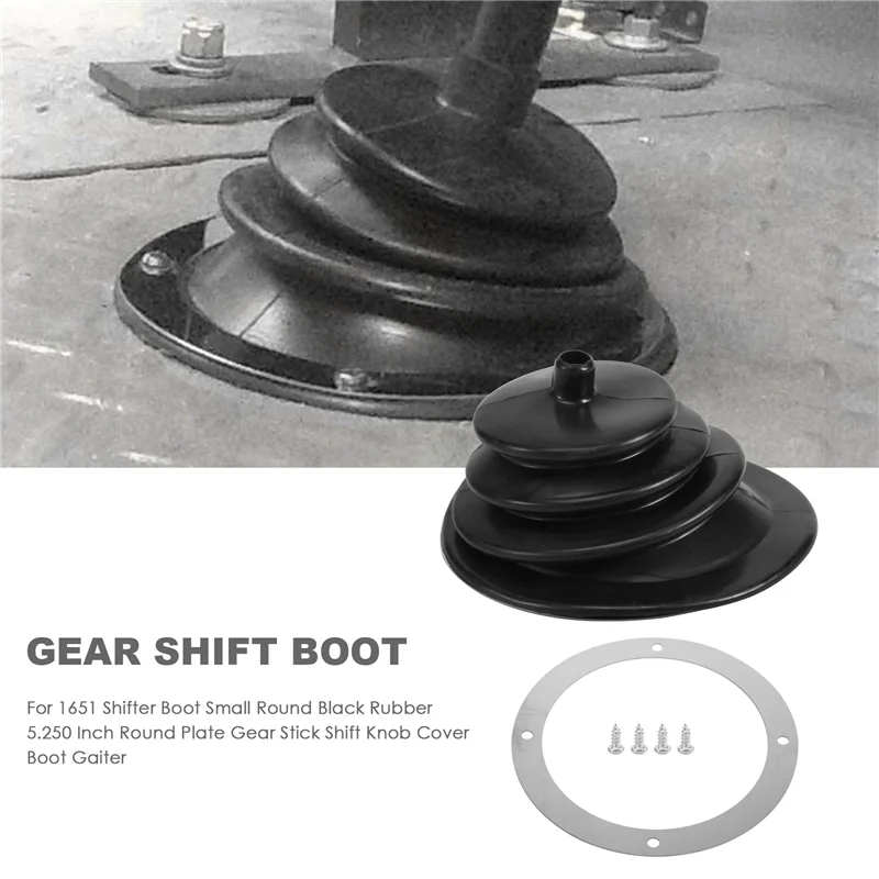 A09E-Voor Mr Pakking 1651 Shifter Boot Kleine Ronde Zwarte Rubberen 5.250 Inch Ronde Plaat Versnellingspook Pookknop Cover Boot Gaiter