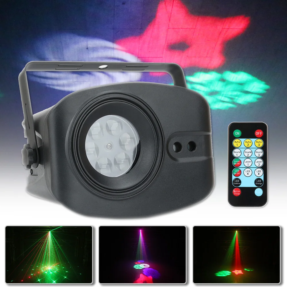 YUER LED RGBW 48 Pattern Laser Beam Light Music Remote Control For Disco Dance Indoor Party Dj Disco Stage Lighting