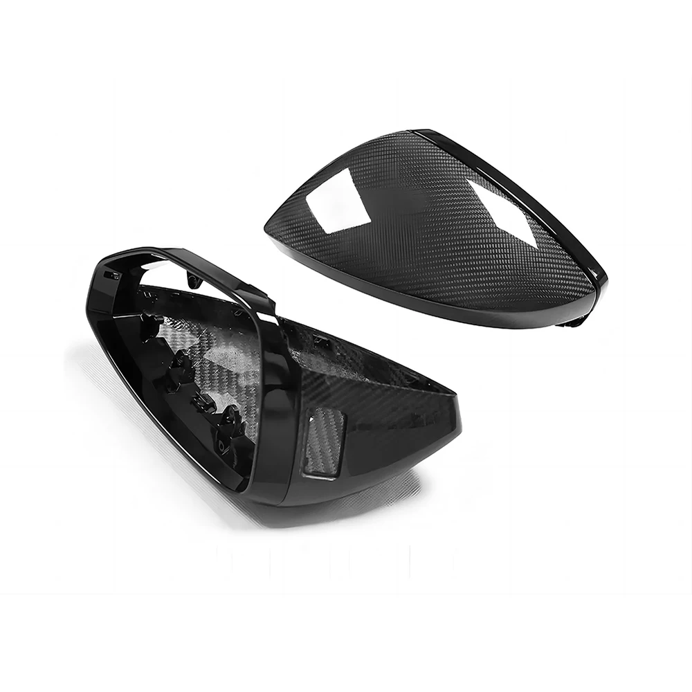 Replacement Rearview Side Mirror Covers Cap For Audi 18-23 A8 S8 E-Tron Dry Carbon Fiber Casing Shell With Blind Spot Assist