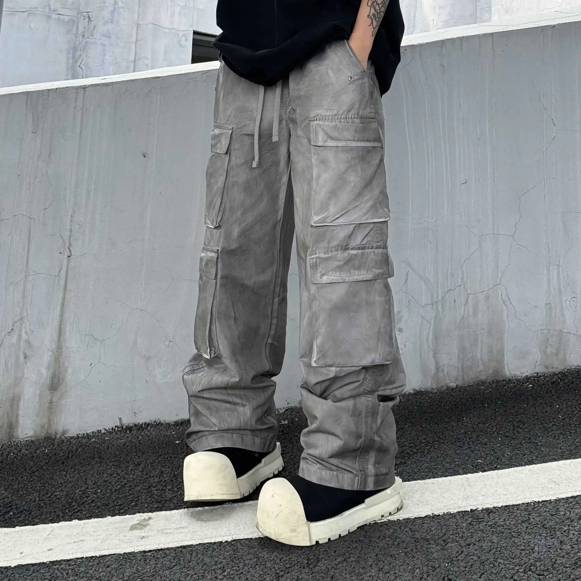 

Модные американские брюки в стиле ретро для мужчин и женщин, повседневные свободные брюки прямого кроя с широкими штанинами, рабочая одежда, летние свободные брюки