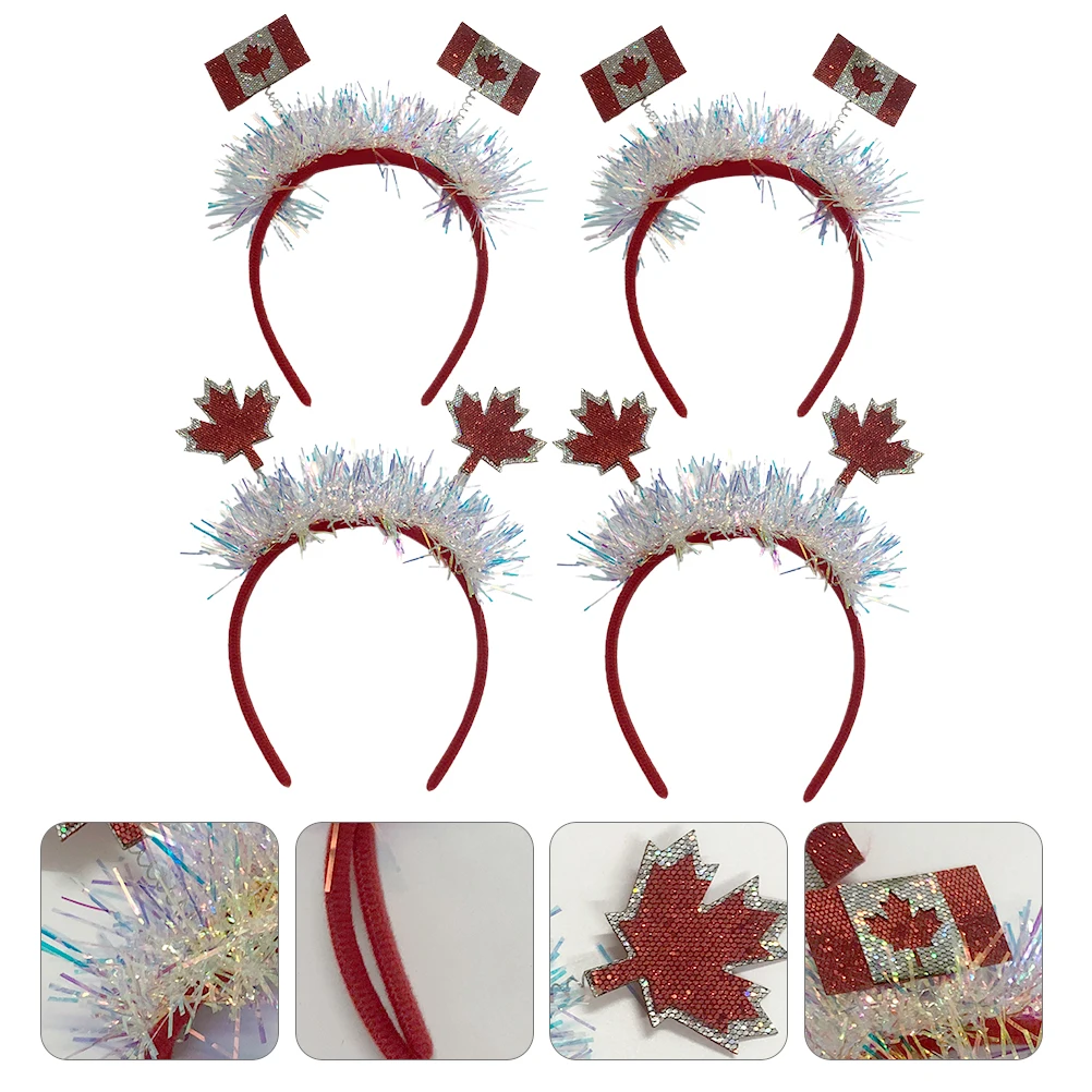 

4Pcs Maple Leaf Hairband Elegant Festival Headwear for Costume Party Carnival Christmas Accessory Lightweight Kids Party Prop