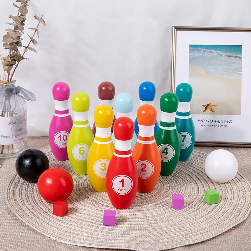 Детский боулинг из цельного дерева, детский сад, игры с мячом в помещении, образование для родителей и детей раннего возраста, игрушки-головоломки Детский боулинг из цельного дерева, детский сад, игры с мячом в помещении, образование для родителей и детей раннего возраста, игрушки-головоломки