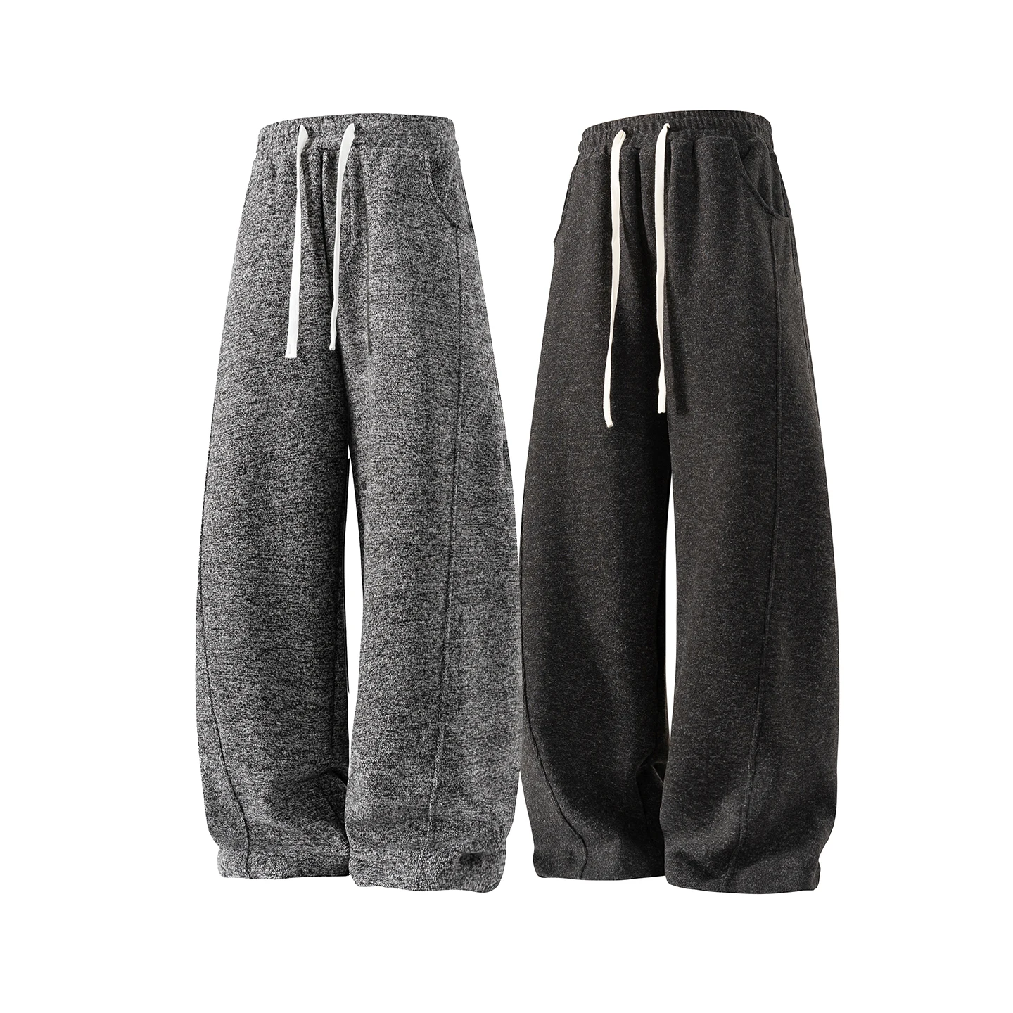 Fall new high-quality loose straight American-style stretchy sweatpants with drawstring wide-leg casual pants