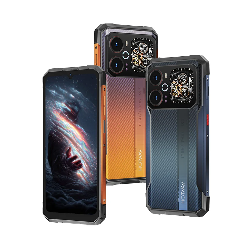 HOTWAV Cyber 18 Android 16 Octa-Core Robustes Smartphone 6,75'' 120Hz Display RGB Dynamisches Licht 64MP Rückkamera + 16MP Frontkamera + 20MP Nachtsicht Mobiltelefon 6200mAh 20W Schnellladung 8GB RAM