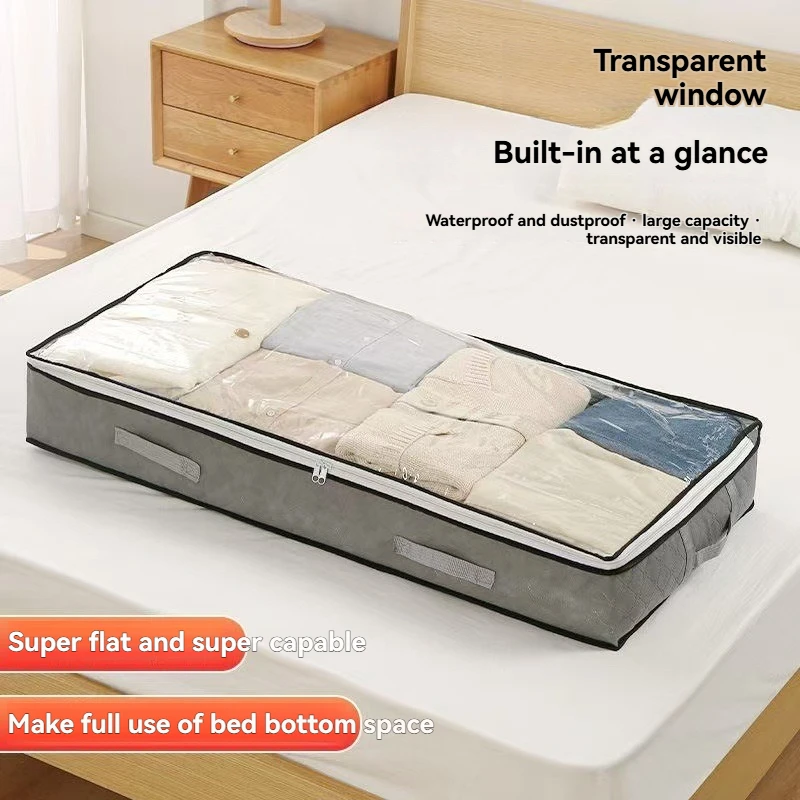 

3pc-The Thickened Large-sized Storage Box Under The Bed Can Hold Clothes, Quilts, And Non-woven Fabric Bags For Storage