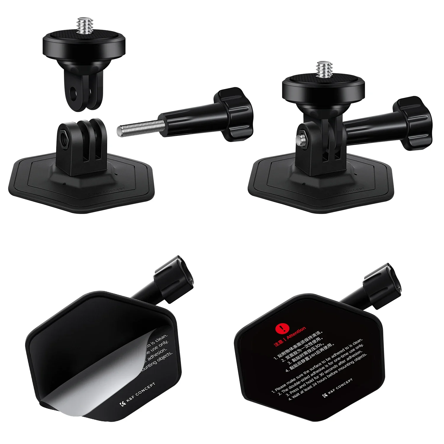 

K&F CONCEPT 2-Pack Helmet Mount 3M Adhesive for GoPro HERO 13/12/11 DJI Osmo Action 5 Pro Insta360 Ace Pro Flat Curved Surfaces