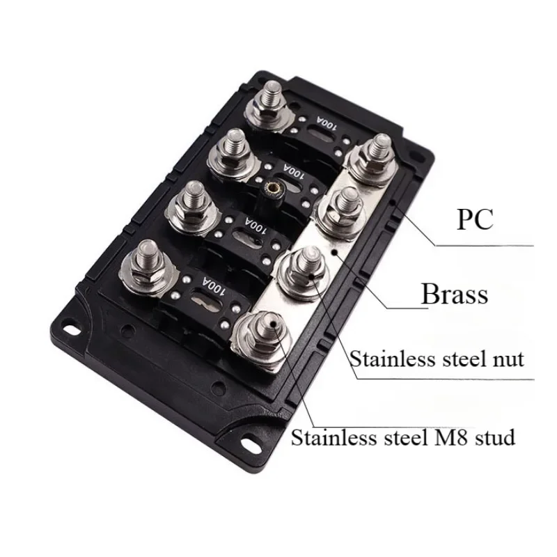

1 way 2 way ANM Car Yacht Bolt Fuse Holder 30A 50A 60A 80A 100A 120A 150A 300A Medium Car Fuse Box 12V with Spare Bolt Fuse