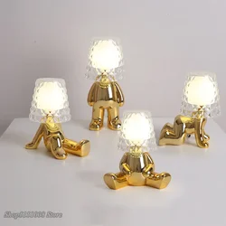 Nordic Golden Man Table Lamp Living Room Bedroom Bedside Children's Room Night Lights Net Red Creative Desk Lamps Decor Lighting