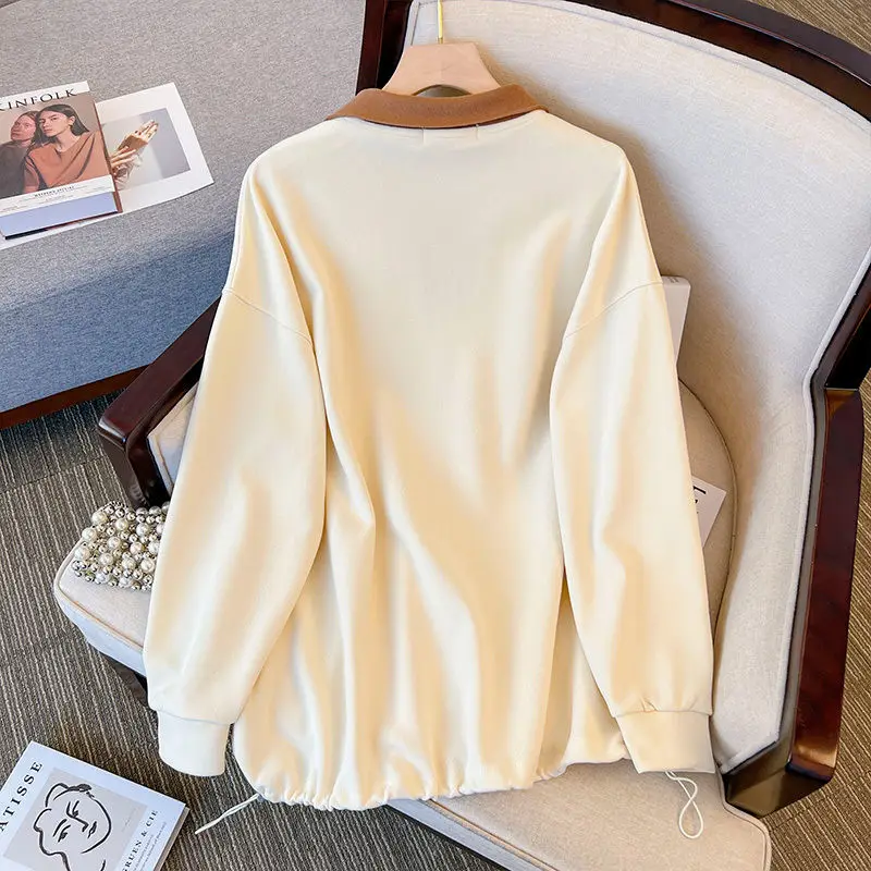 プラスサイズ痩身ロングスリーブパーカーカバーストール秋新作韓国風ゆったりフィット快適通気性レディーススウェット