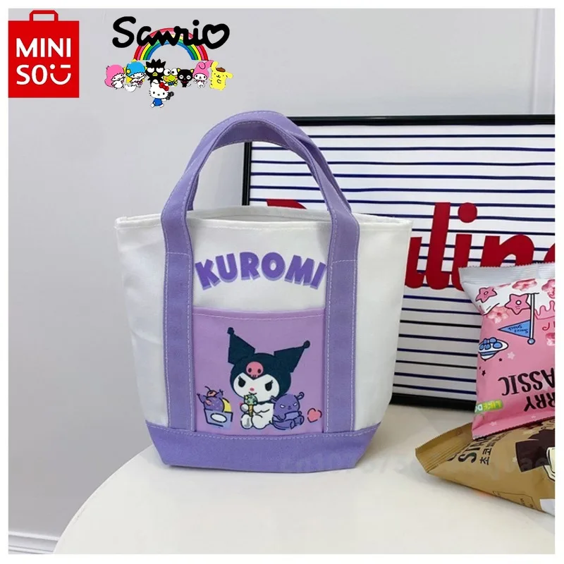 MINISO 2024 New Women's Handbag Fashionable and High Quality Girl's Storage Bag Small and Fresh Versatile Canvas Zero Wallet