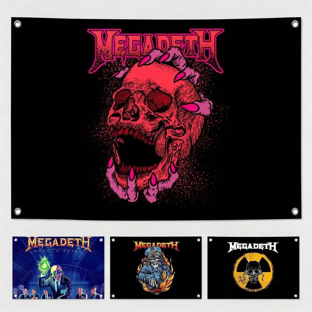 M-Megadeths Heavy Metal Band Flag Suitable For Party Club Outdoor Interior Wall Decoration Banner Fans Gift