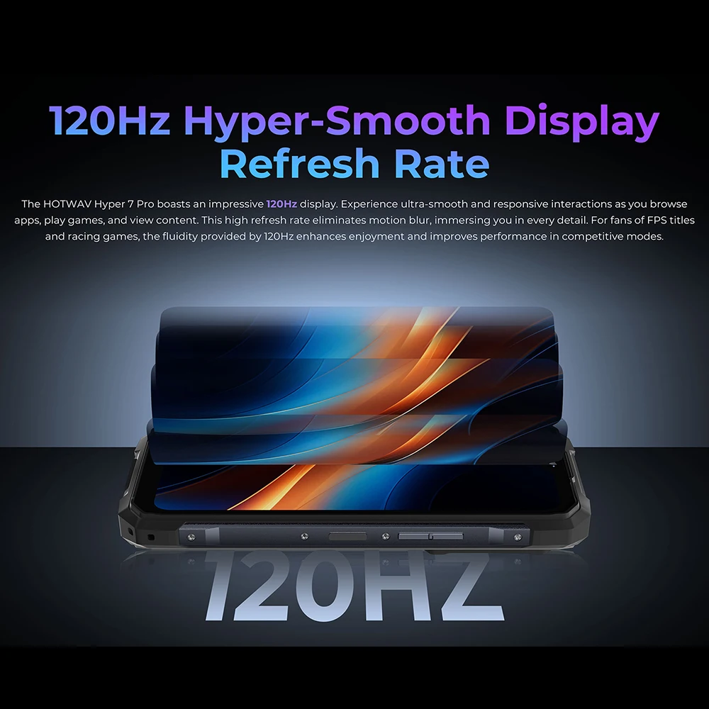 كاميرا HOTWAV Hyper 7 Pro 5G متينة 7050 5G 16GB + 256GB 200MP كاميرا 6.6 بوصة 120 هرتز 2K شاشة 10800 بطارية أندرويد 14