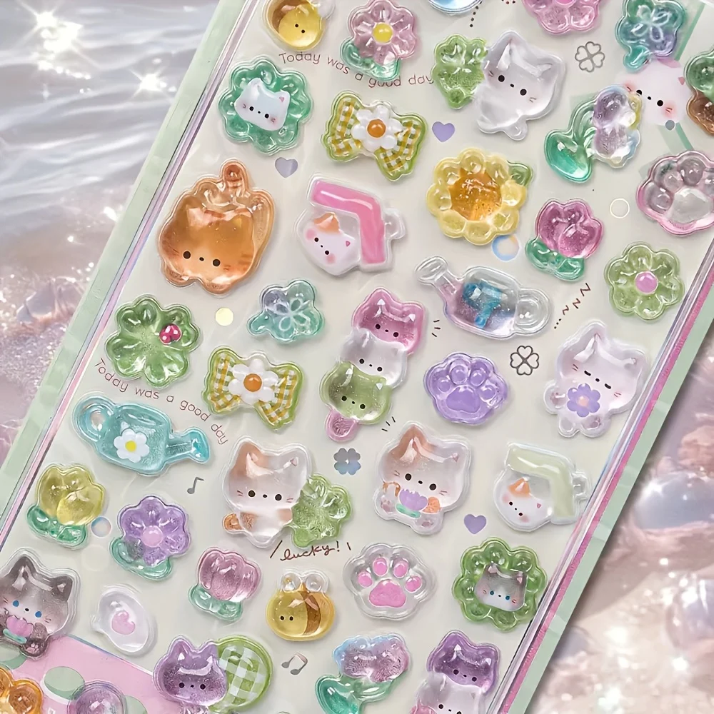 1pc Cartoon-Themed 3D Embossed Diamond Stickers, PVC Craft Decals for Scrapbooking & Stationery Decoration - Perfect for DIY Pro