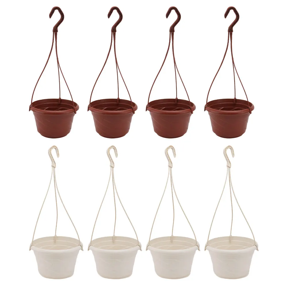 

8 set Plastic Hanging Flower Pot 8 Sets Chlorophytum Planter Indoor Balcony Pots Porch Orchid Container Modern Smooth Edge Long