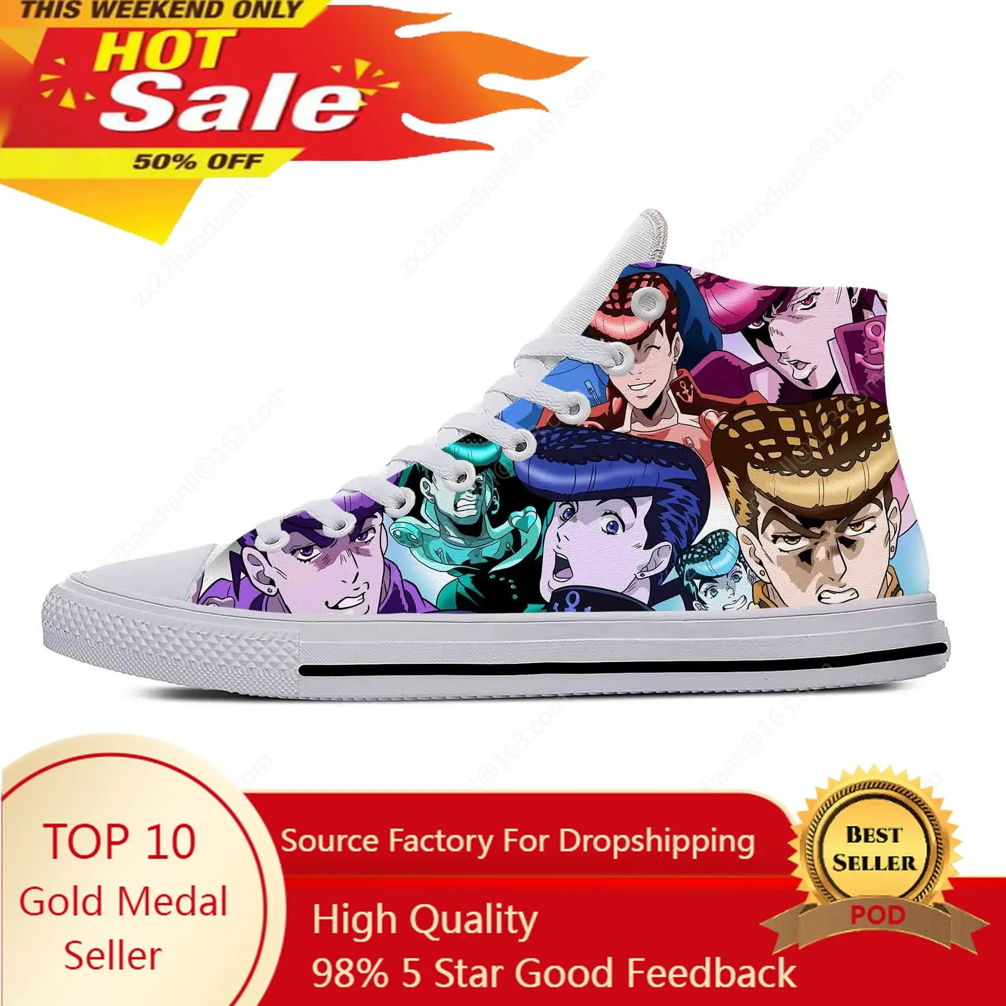 

Cartoon Higashikata Josuke JoJo Bizarre Adventure Casual Cloth Shoes High Top Lightweight Breathable 3D Print Men Women Sneakers