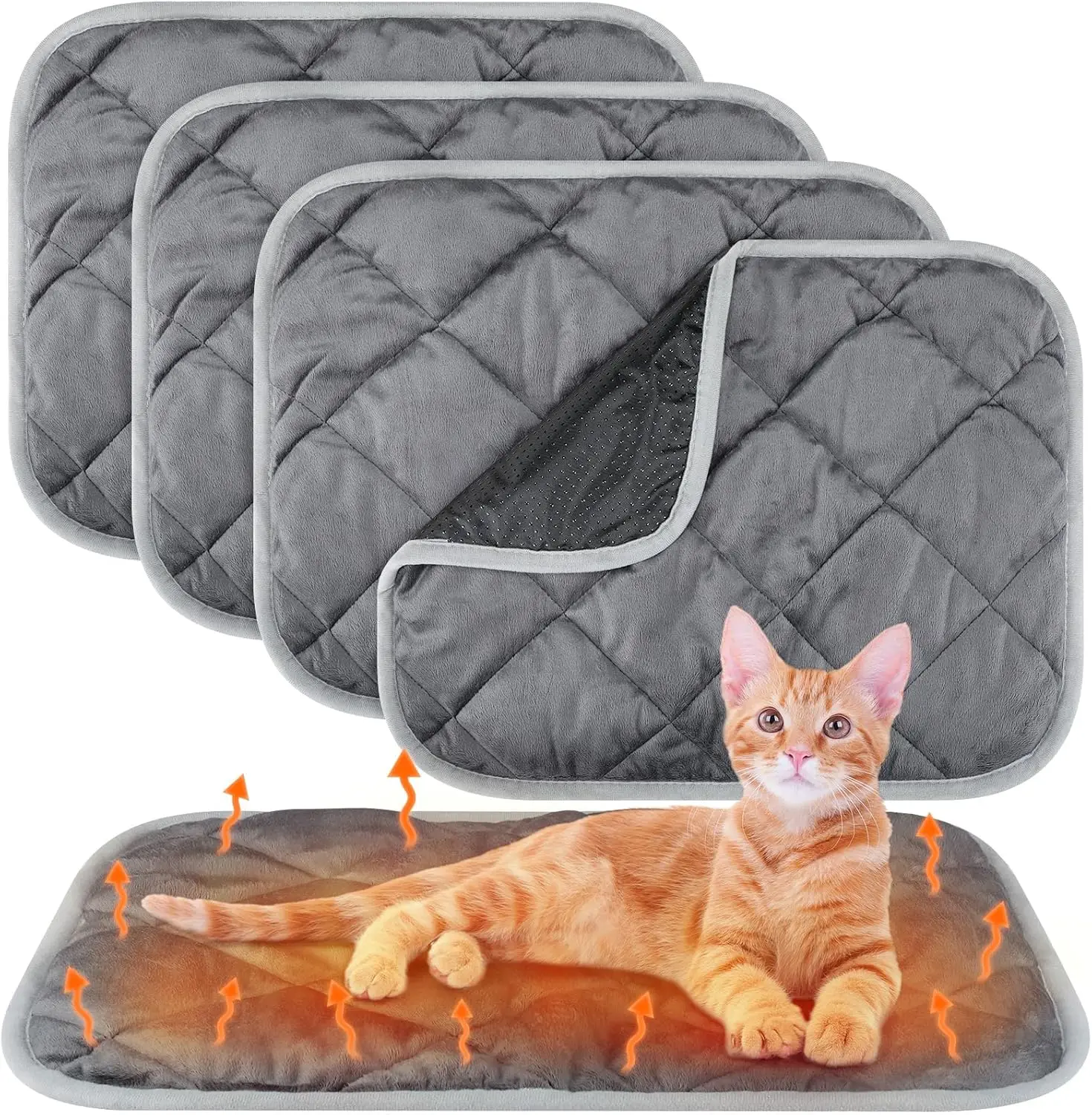 

Self-Heating Pet Pad, Thermal Dog Mat Reflects Body Heat, Washable Cat Bed Blanket for Crate (Gray, 16x20 Inch)