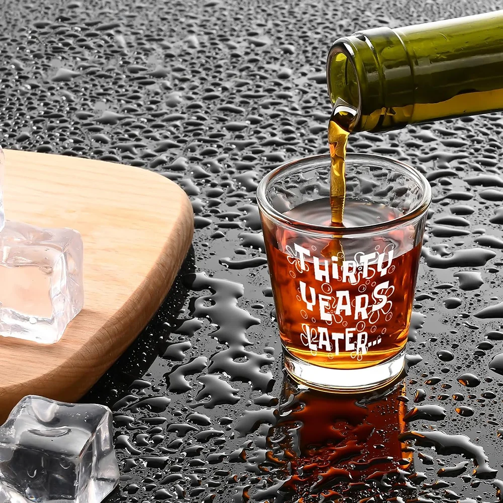 Thirty Years Later Shot Glass Funny 21st 30th Birthday Gift for Men Women 30 Years Birthday Party Decor Gift for Him Her Friend view 3