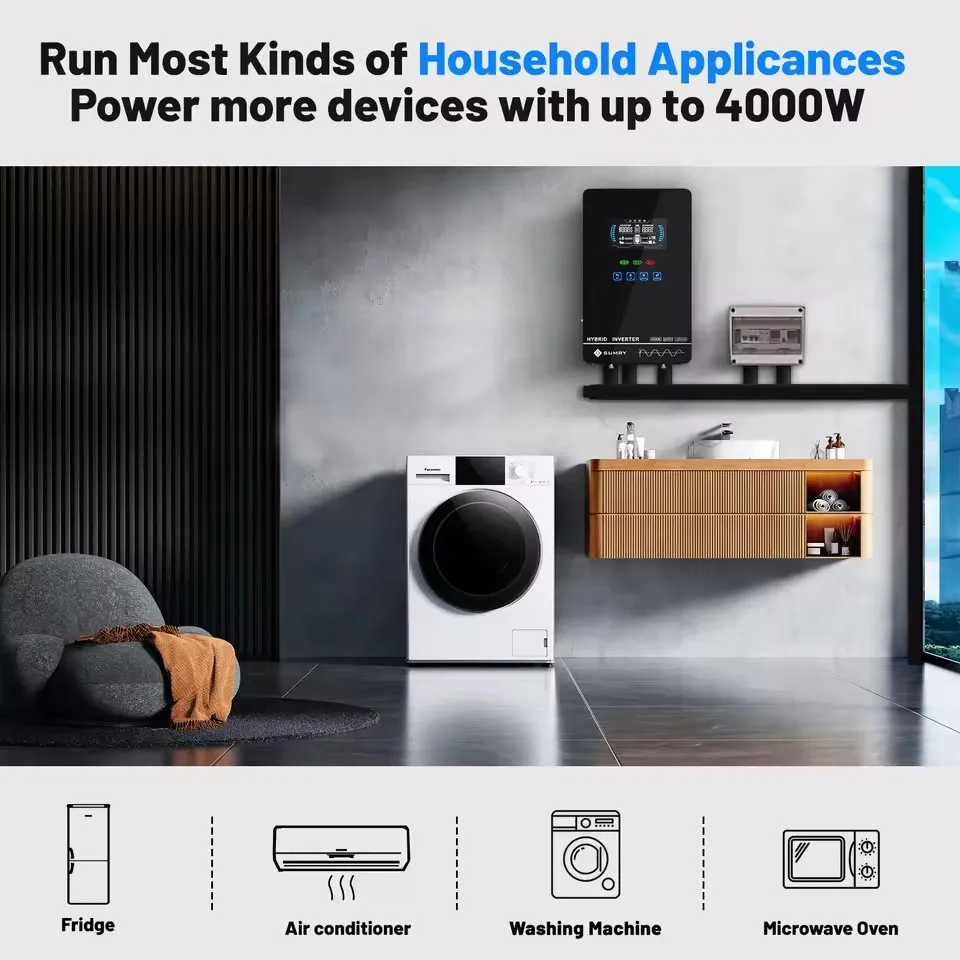 Sumry 4KW 120 فولت خارج الشبكة الشمسية العاكس 24 فولت 140A 5600 واط MPPT شاحن موجة جيبية نقية المنزل العاكس 6.25 بوصة شاشة الكريستال السائل #5