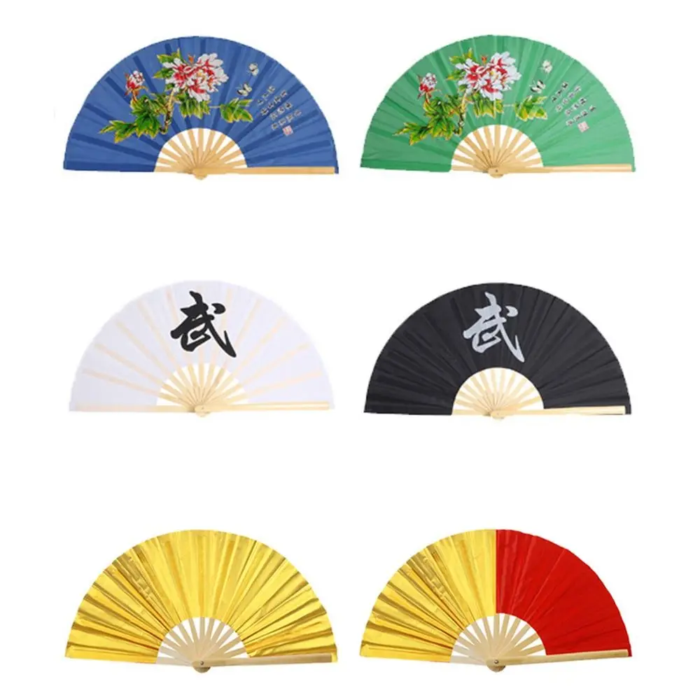 Black Red Chinoiserie Gift Wedding Party Decor Folding Stage Fan Kung Fu Fan Yoga Fan Plastic Bone Fan