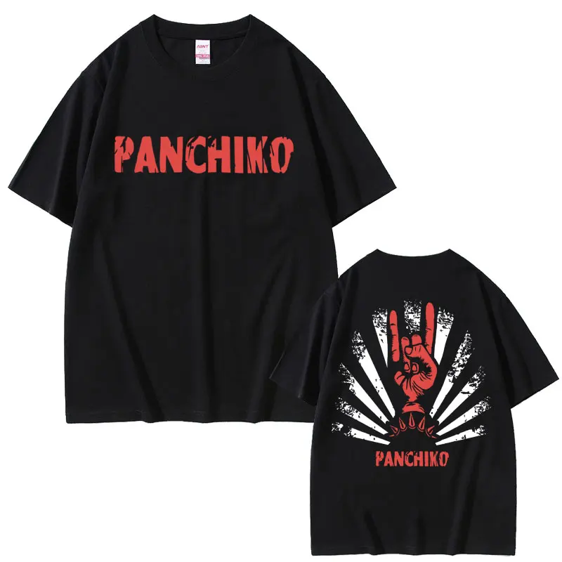 Limited Lndie Rock Band Panchiko Double Sided Print Tshirt Men Vintage Casual T-shirts Men's Cotton T Shirts Male Oversized Tees