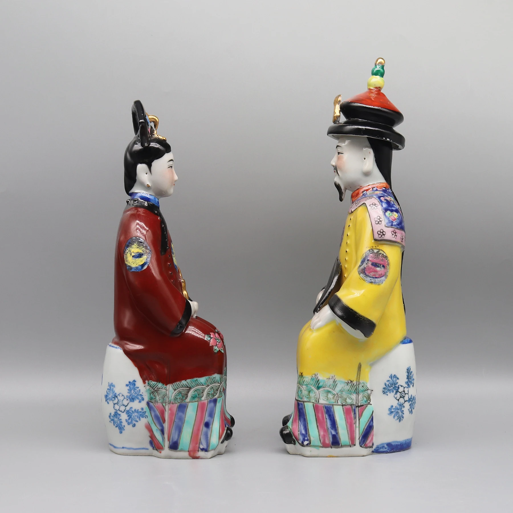 Keramik statuen des chinesischen Kaisers und der Kaiserin in der Qing-Dynastie, Hochzeits geschenk, Heim dekoration – Detail 11
