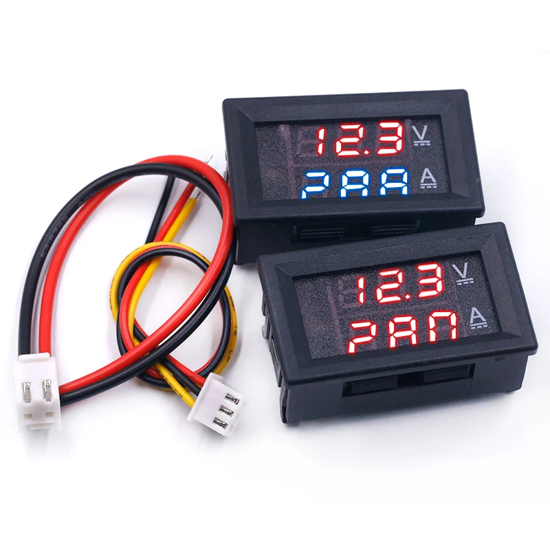 DC 0-100V 10A Digital Voltmeter Ammeter Dual Display Voltage Detector Current Meter Panel Amp Volt Gauge 0.28" Red Blue LED image 2