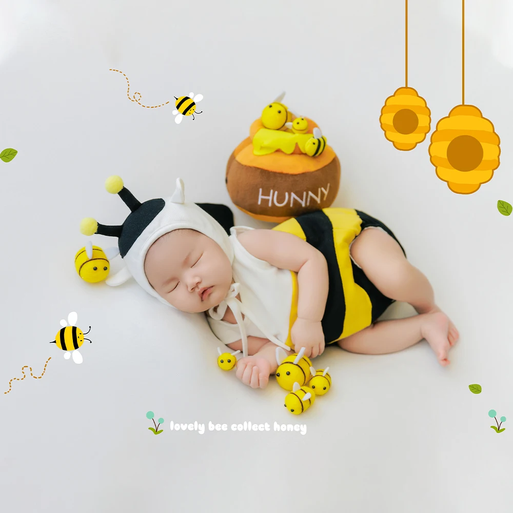 

Реквизит для фотосъемки новорожденных с мультяшной тематикой животных, милый костюм пчелы, фетровый реквизит в виде пчелы, реквизит для фотостудии, детский креативный реквизит для съемки