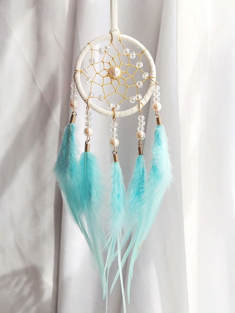 Creative Hand-woven Car Pendant Dream Catcher Feather Wind Chime Valentine's Day Gift Bedroom Hanging Ornaments Home Decoration